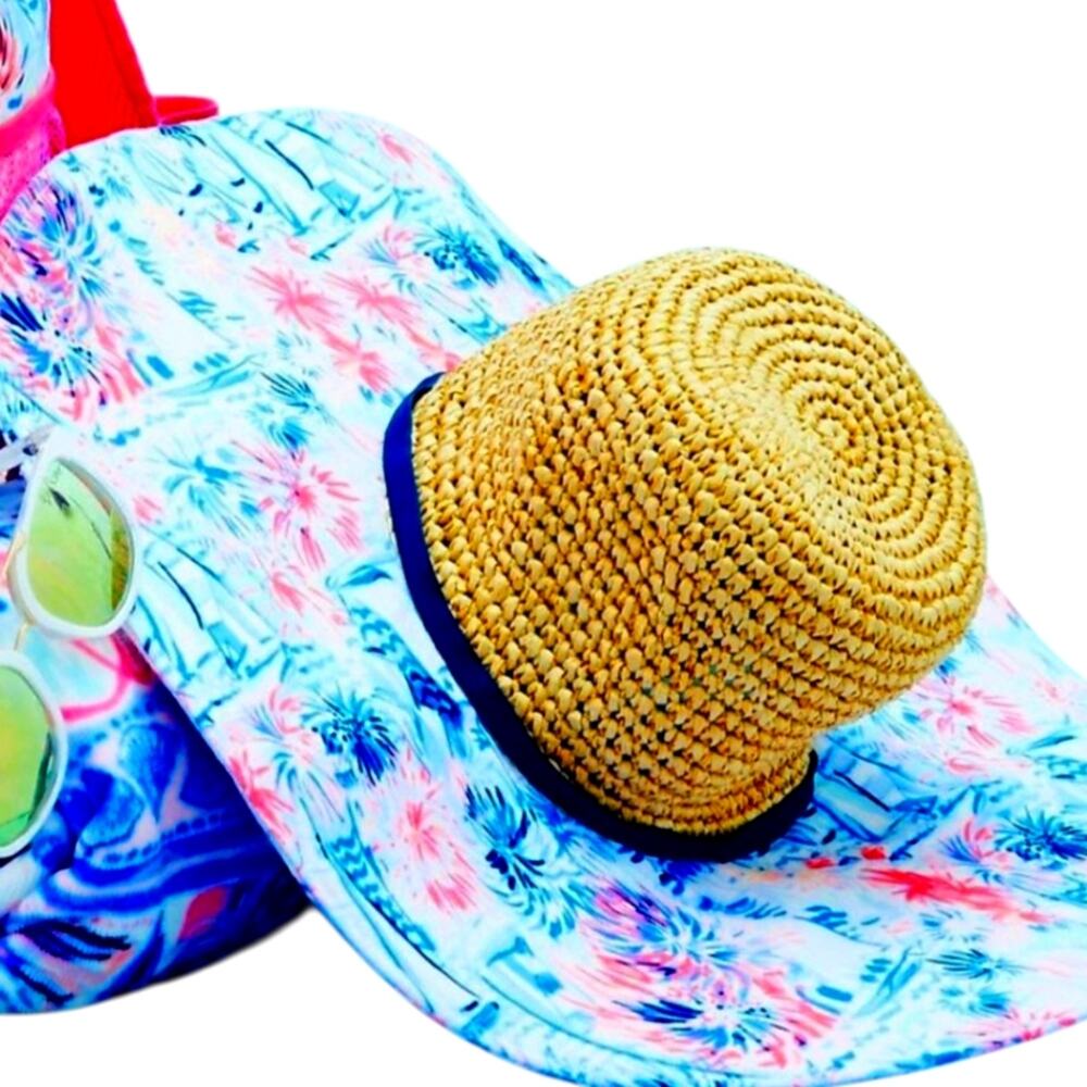 Lilly Pulitzer Beach Hat OS Sea To Shining Sea Print
